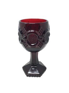 Vintage Avon 1876 Cape Cod Ruby Red Glass Elegant Wine Glass 4.5"